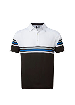 Stretch Pique Renk Bloklu Polo Yaka Kısa Kollu Erkek Golf T-Shirt 