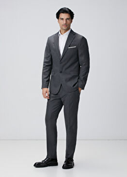 Antrasit Çizgili Yün Takım Elbise