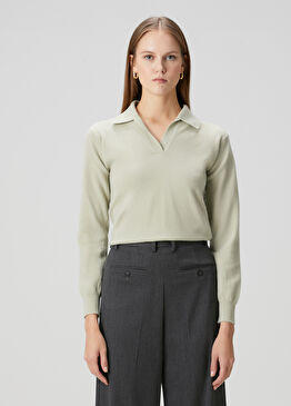 Yeşil Yün Polo Triko