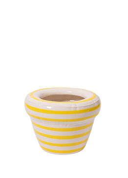 Stripes Pierre Lemon Açık Sarı Seramik Saksı