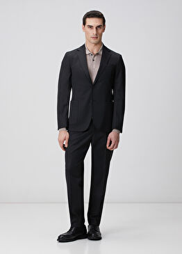 Siyah Mon Yaka Yün Mix Takım Elbise