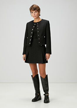 Siyah Mini Tweed Etek