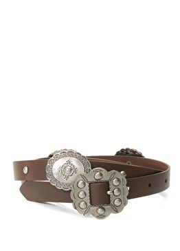 Kahverengi Kadın Deri Bohem Kemer