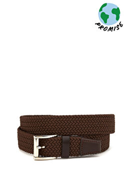 Kahverengi Düz Örgü Erkek Koton Kemer