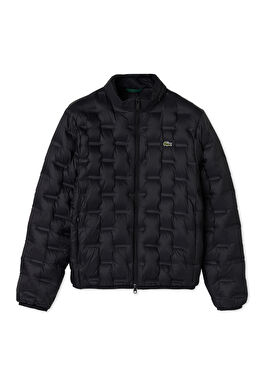 Siyah Kapitone Kapüşonlu Erkek Mont