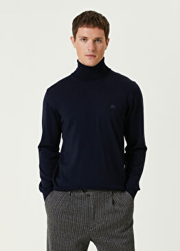 Lacivert Logo Detaylı Yün Triko