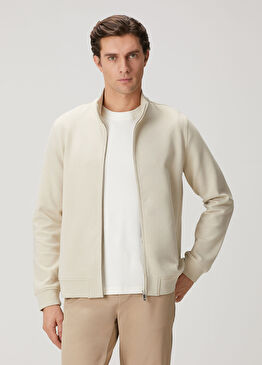 Bej Fermuarlı Sweatshirt