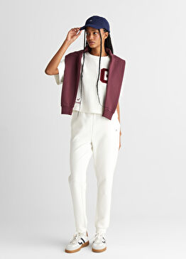 Beyaz Regular Fit Kadın Eşofman Altı