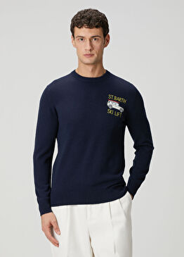 Heron Light Lacivert Nakışlı Yün Triko