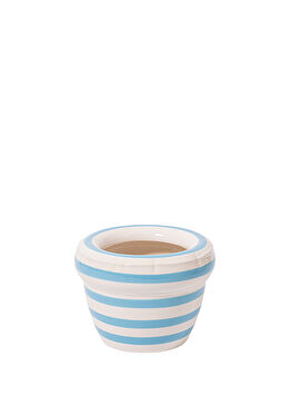 Louis Ocean Açık Mavi Çizgili Seramik Saksı