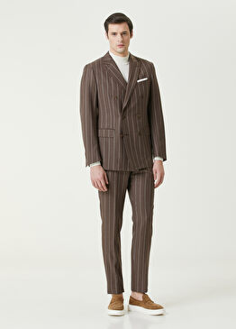 Vicenza Kahverengi Yün Kruvaze Takım Elbise