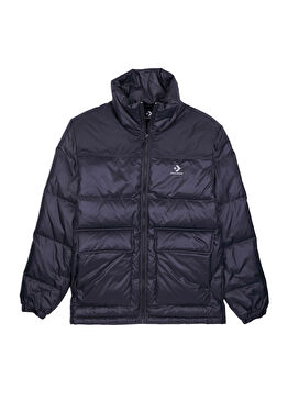 Dik Yaka Siyah Şişme Erkek Mont