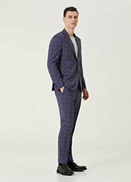 Brera Mor Ekose Desenli Yün Takım Elbise