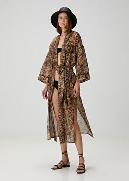 Leopar Desenli Kaftan