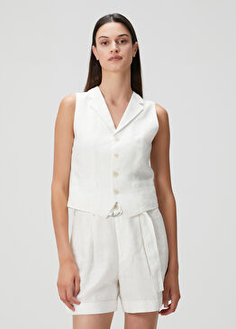 Beyaz Keten Yelek