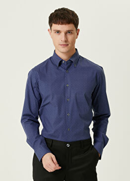 Mavi Geometrik Desenli Gömlek