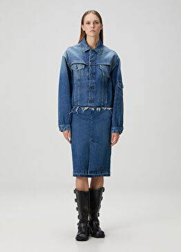 Mavi Midi Denim Etek