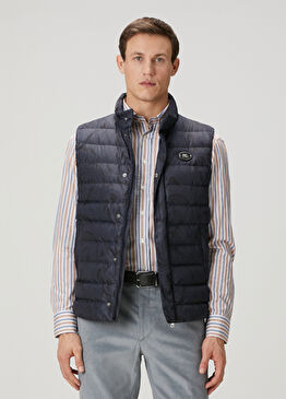 Lacivert Etnik Desenli Puff Yelek