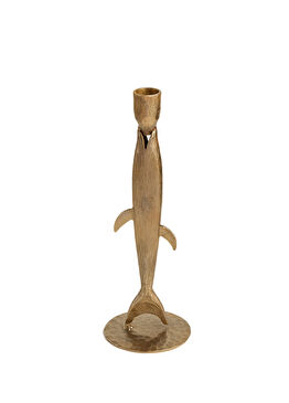 Lotus Antik Pirinç Demir Şamdan 27 cm