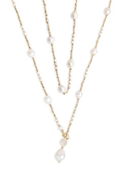 Helen İnci 18 Ayar Sarı Altın Kaplama 925 Ayar Gümüş Kadın Kolye