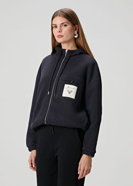 Torneo Lacivert Kapüşonlu Fermuarlı Sweatshirt