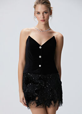 Siyah Kadife Büstiyer