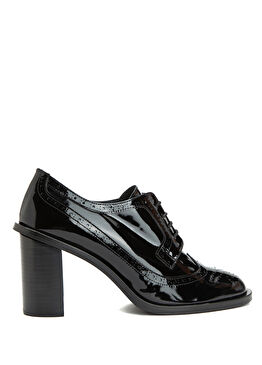 Siyah Kadın Metalik Rugan Ayakkabı