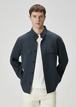 Oasi Lino Lacivert Keten Dış Gömlek