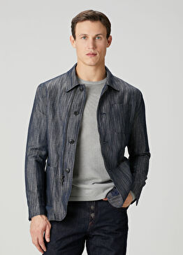 Regular Fit Lacivert Çizgili Ceket