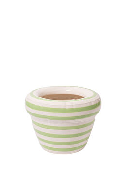 Stripes Pierre Pistache Nil Yeşili Seramik Saksı