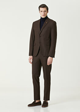 Kahverengi Mikro Desenli Yün Takım Elbise