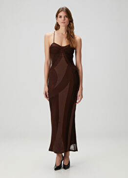 Jessye Kahverengi Maksi Elbise