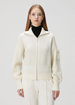 Sauble Krem Yün Triko Ceket