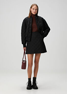 Siyah Kapitoneli Mini Etek