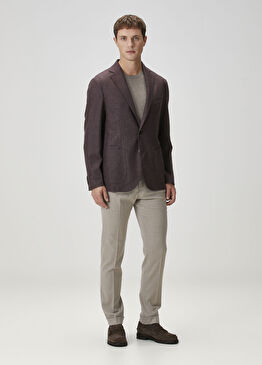 Kahverengi Beli Kordonlu Pileli Yün Pantolon