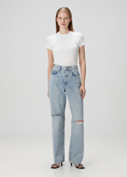 Shea Relaxed Straight Mavi Jean Pantolon