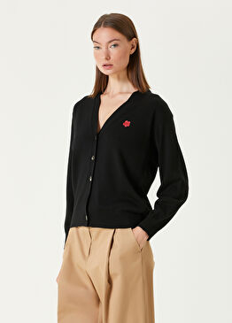 Boke Flower Siyah Yün Hırka