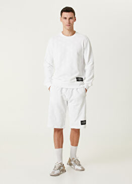 Beyaz Logo Desenli Bermuda