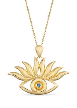 Sapphire Eye Fire 24 Ayar Altın Kaplama Kadın Kolye