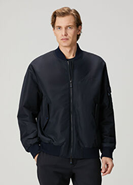 Lacivert Logo Nakışlı Mont