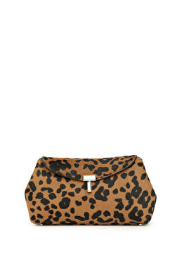 Mini Leopar Desenli Kadın Deri El Portföyü