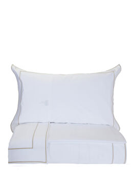 Isola Bej Beyaz Pamuk Saten Nevresim Takımı