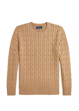 Bej Saç Örgülü Erkek Çocuk Kazak