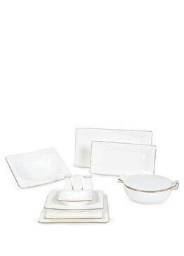 Diana Gold Detaylı Beyaz Bone China 60 Parça 12 Kişilik Yemek Takımı
