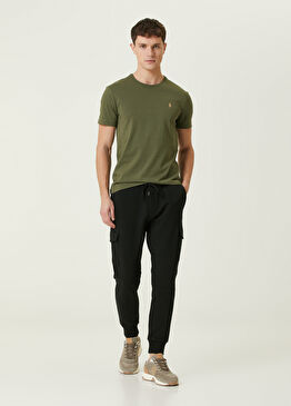 Siyah Beli Kordonlu Kargo Jogger Eşofman Altı