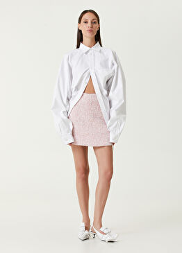 Açık Pembe Mini Tweed Etek