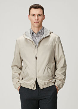 Bej Kapüşonlu Mont