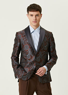 Kahverengi Etnik Desenli Ceket