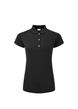 Cap Sleeve Lisle Siyah Kısa Kollu Kadın Golf T-Shirt 