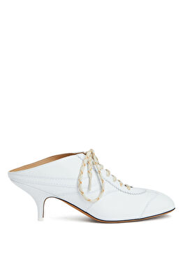 Beyaz Kadın Deri Terlik